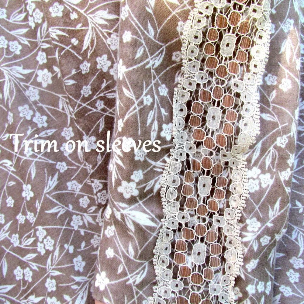 VICTORIAN COSTUME GOWN, S, WIDE SKIRT, FLORAL PRINT w LACE - VINTAGE ORIGINAL - Picture 5 of 9